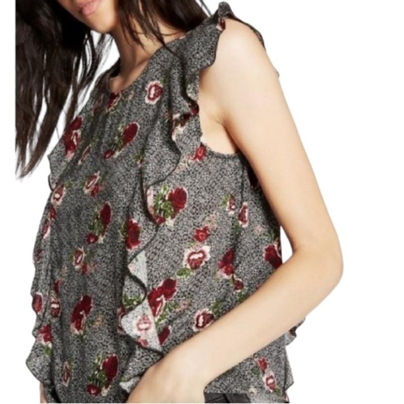 Lucky Brand Floral Ruffle Sleeveless Top - Picture 1 of 6